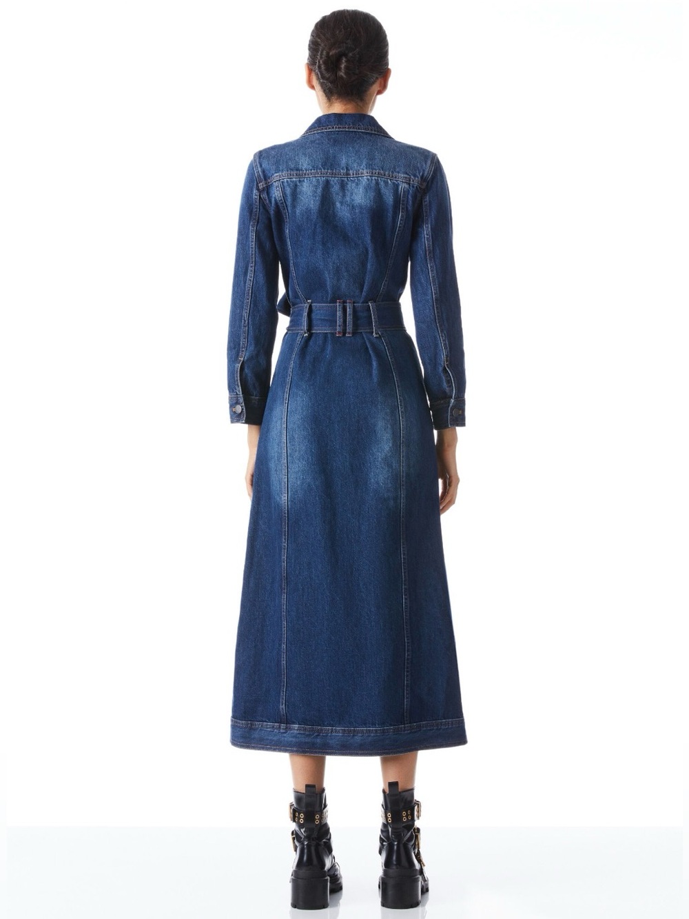 NWOT Alice + Olivia Daren Maxi Denim Jacket/Dress. Size XS - Picture 4 of 16